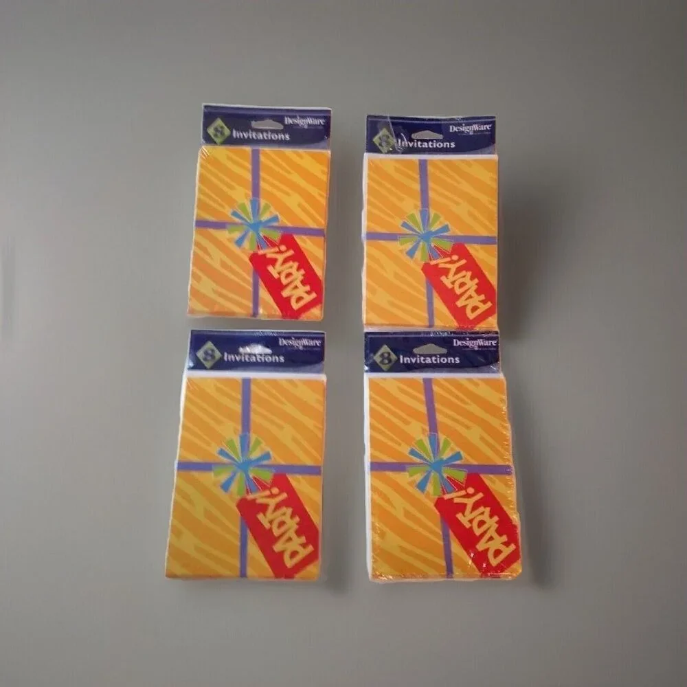 Party Invitations DesignWare American Greetings 4 Packs of 8 Yellow Colorful NEW